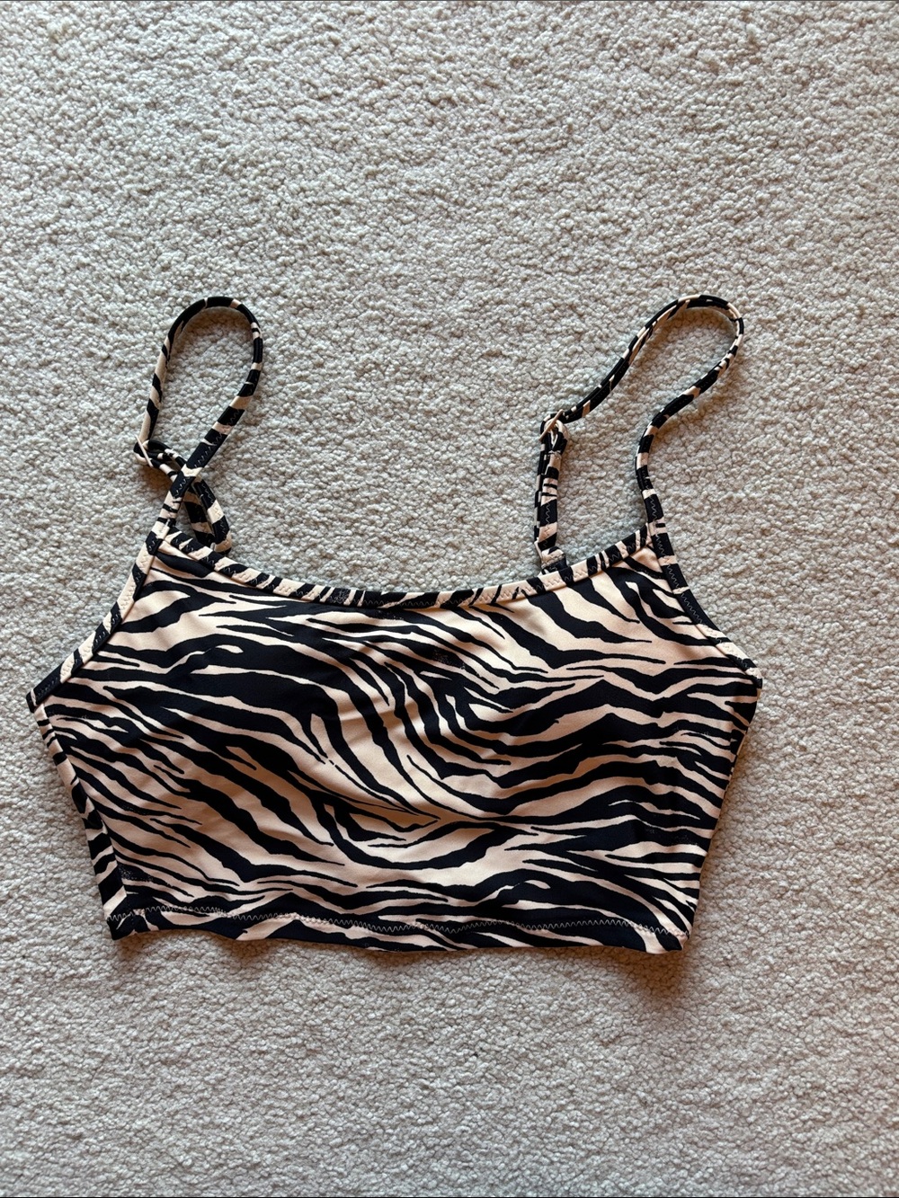 NWOT Aerie Zebra Print Cropped Bikini Tank - Black & Cream